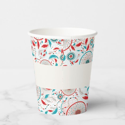 Boho Tribal feather Dreamcatcher Wedding Pappbecher (Rechts)