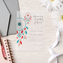 Boho Tribal feather Dreamcatcher Wedding Pergament Einladungen