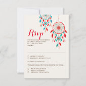 Boho Tribal feather Dreamcatcher Wedding RSVP Card Karte (Vorderseite)