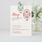 Boho Tribal feather Dreamcatcher Wedding RSVP Card Karte (Stehend Vorderseite)