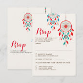 Boho Tribal feather Dreamcatcher Wedding RSVP Card Karte (Vorne/Hinten)