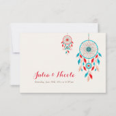 Boho Tribal feather Dreamcatcher Wedding RSVP Karte (Rückseite)