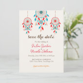 Boho Tribal feather Dreamcatcher Wedding Save The Date (Stehend Vorderseite)