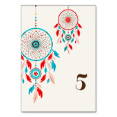 Boho Tribal feather Dreamcatcher Wedding Tischnummer (Rückseite)