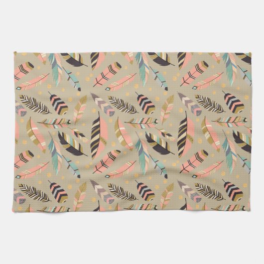 Boho Tribal Feather Pattern Küchentuch (Horizontal)