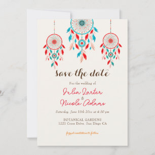 Boho-Tribal-Feather-Traumfänger-Hochzeit Save The Date