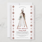 Boho Tribal Feathers Floral Teepee Wedding | Einladung (Vorderseite)