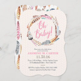 Boho Tribal Feathers Wasserfarbe| Babydusche Einladung