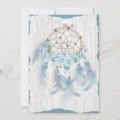 BOHO Tribal Floral Dream Catcher Blue Baby Dusche Einladung (Rückseite)