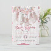 BOHO Tribal Floral Dream Catcher Pink Baby Dusche Einladung (Stehend Vorderseite)