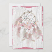 BOHO Tribal Floral Dream Catcher Pink Baby Dusche Einladung (Rückseite)