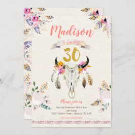 Boho Tribal Floral Skull 30. Geburtstag Einladung