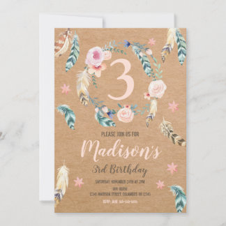 Boho Tribal Geburtstag Einladung für ein Mädchen i