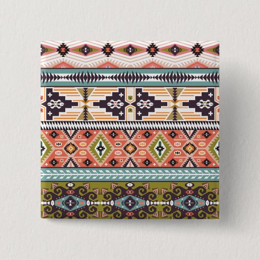 Boho Tribal Geometric Muster Südwestaztec Button (Vorderseite)