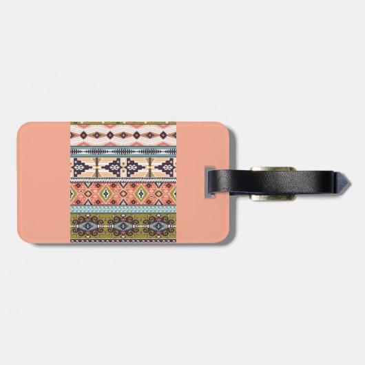 Boho Tribal Geometric Muster Südwestaztec Gepäckanhänger (Rückseite horizontal)