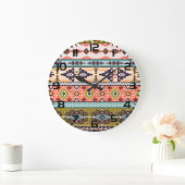 Boho Tribal Geometric Muster Südwestaztec Große Wanduhr