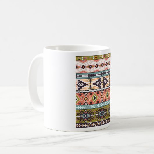 Boho Tribal Geometric Muster Südwestaztec Kaffeetasse (Vorderseite Links)