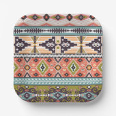 Boho Tribal Geometric Muster Südwestaztec Pappteller (Vorderseite)