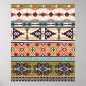 Boho Tribal Geometric Muster Südwestaztec Poster (Vorne)