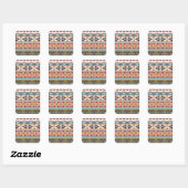 Boho Tribal Geometric Muster Südwestaztec Quadratischer Aufkleber (Blatt)