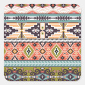 Boho Tribal Geometric Muster Südwestaztec Quadratischer Aufkleber (Vorderseite)
