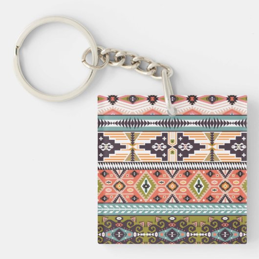 Boho Tribal Geometric Muster Südwestaztec Schlüsselanhänger (Vorderseite)
