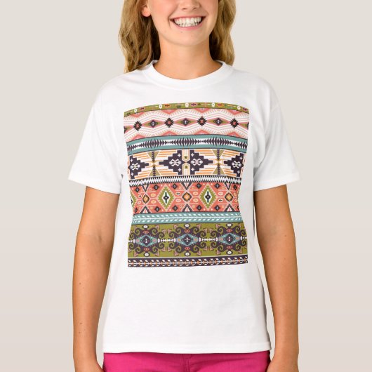 Boho Tribal Geometric Muster Südwestaztec T-Shirt (Vorderseite)
