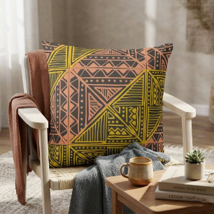 Boho-Tribal-Geometrisches Muster - Mudcloth Azteke Kissen