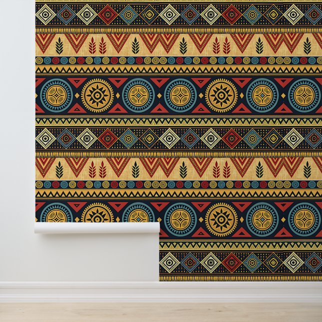 Boho-Tribal-Geometrisches Muster Wallpaper Tapete (Anwendung)