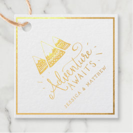 Boho Tribal gold "Adventure Awaits" Baby Shower Geschenkanhänger