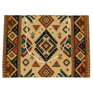 Boho-Tribal-Kilim-Muster-Geschenktasche Rustikal Große Geschenktüte