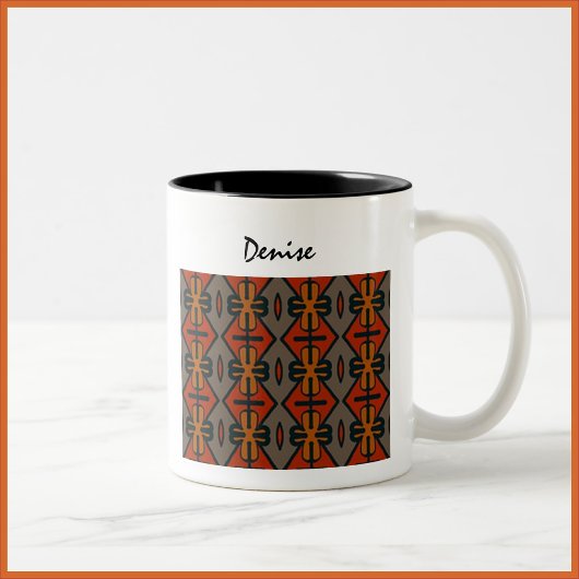 Boho Tribal Muster Orange Gold und Black Zweifarbige Tasse