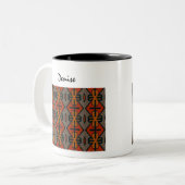 Boho Tribal Muster Orange Gold und Black Zweifarbige Tasse (Vorderseite Links)
