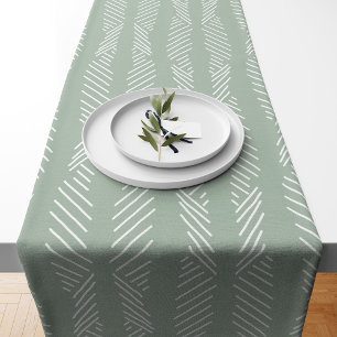 Boho Tribal Muster Sage Green Mud Tuch Kurzer Tischläufer