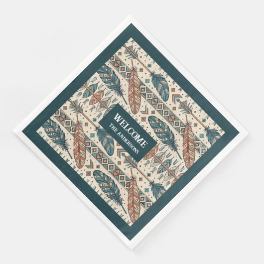 Boho Tribal Napkins Personalized Pastel Tableware Serviette (Ecke)