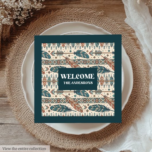 Boho Tribal Napkins Personalized Pastel Tableware Serviette