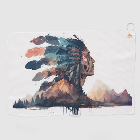 Boho Tribal Native American Golfhandtuch (Horizontal)