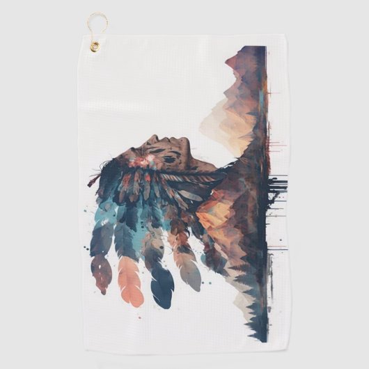 Boho Tribal Native American Golfhandtuch (Vorderseite)