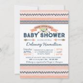 Boho Tribal Peach and Navy Ethnic Baby Shower Einladung (Vorderseite)