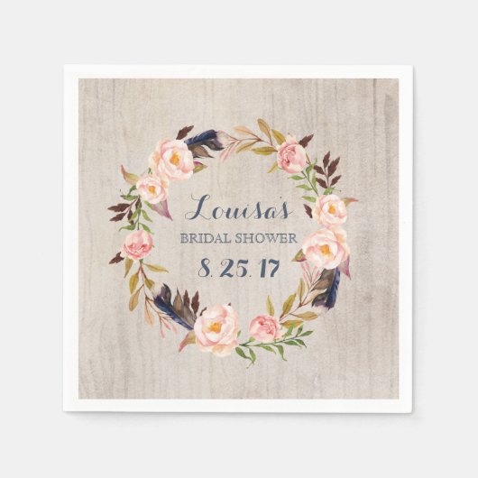 Boho Tribal Rustikales Brautparty Napkins Serviette (Vorderseite)