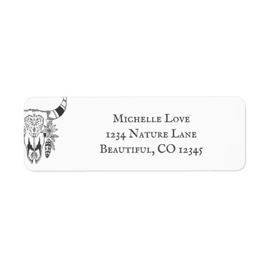 Boho Tribal Skull Bohemische Adresse (Vorne)