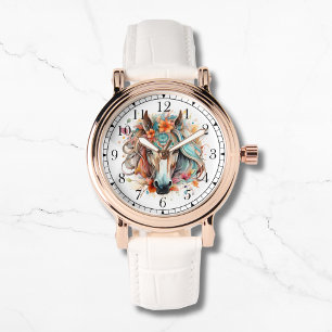 Boho Tribal Watercolor Horse Stilvolle Chic Womans Armbanduhr