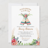 Boho Tribal Wild One Rustic Floral Baby Shower Einladung (Vorderseite)