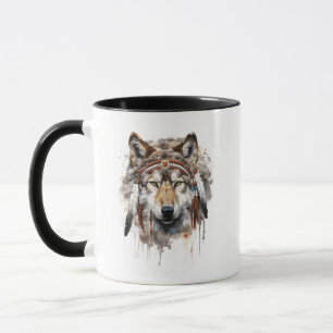 Boho Tribal Wolf Tasse