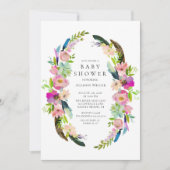 Boho Tribal Wreath Baby Duwer Einladung (Vorderseite)