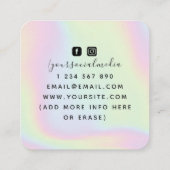 Boho Triple Moon Feather Holographic Energy Healer Quadratische Visitenkarte (Rückseite)