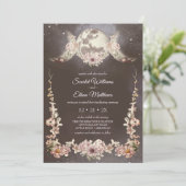 Boho Triple Moon Phases Starry Night Handfasts Einladung (Stehend Vorderseite)