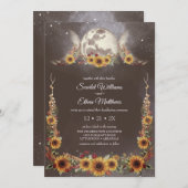 Boho Triple Moon Phases Sunflower Handfasts Einladung (Vorne/Hinten)