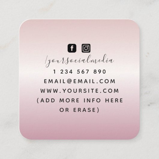 Boho Triple Moon Rose Gold Celestial Tarot Reader Quadratische Visitenkarte (Rückseite)