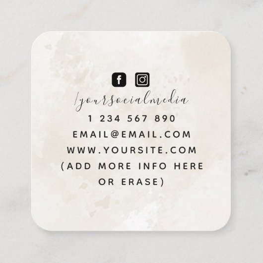 Boho Triple Moon White Marble Reader Energy Healer Quadratische Visitenkarte (Rückseite)